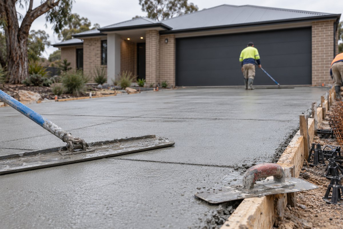 Illustrative photo for Plain and coloured concrete driveways in Kalkallo